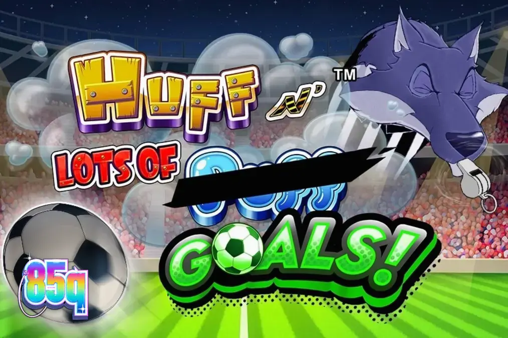 Interface do jogo Huff N' Lots of Goals com tema de futebol e porquinhos